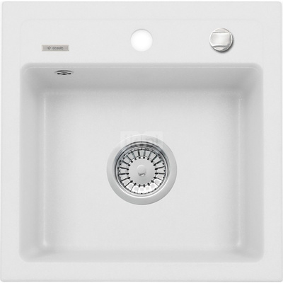 Zlew. zorba alabaster granit 1k b/o 440x440x184, 3,5" + osprzęt space-saver