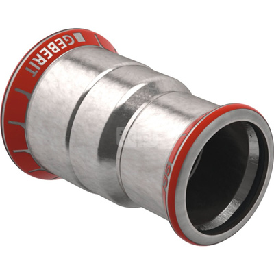 Mufa GEBERIT Mapress C-Stahl redukcyjna redukcja, stal (ocynk galwaniczny/elektrolityczny) (ocynk), 54 mm, DN 50 x 42 mm x DN 40 (mufa zaprasowywana x mufa zaprasowywana), (głębokość: 11.5 mm) z uszczelką