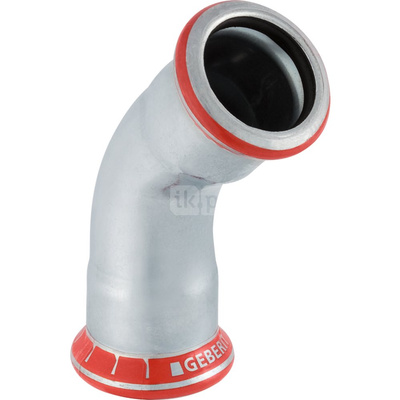 Kolano 45' GEBERIT Mapress C-Stahl, stal (ocynk galwaniczny/elektrolityczny) (ocynk), 15 mm, DN 12 x 15 mm x DN 12 (mufa zaprasowywana x mufa zaprasowywana), (głębokość: 16 mm) z uszczelką