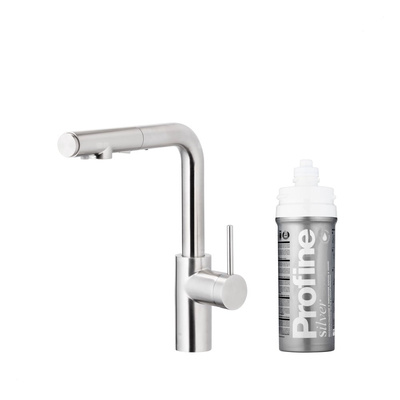 DUERO PURE BASIC PULL-OUT BATERIA KUCHENNA Z FUNKCJĄ FILTRACJI WODY I WYCIĄGANĄ WYLEWKĄ, STAL NIERDZEWNA + ZESTAW FILTRUJĄCY PROFINE SILVER S