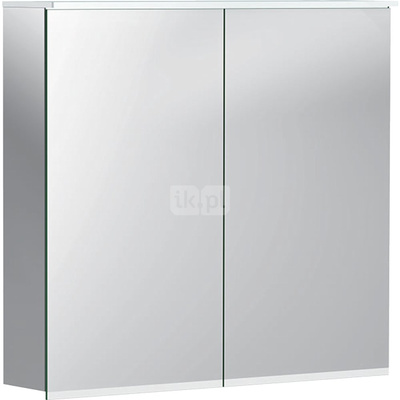 Szafka z lustrem Geberit Option Plus z oświetleniem, z dwoma drzwiami: 75x70x17.2cm, Korpus: lustrzany z zewnątrz, Drzwi: lustrzane wewnątrz i z zewnątrz