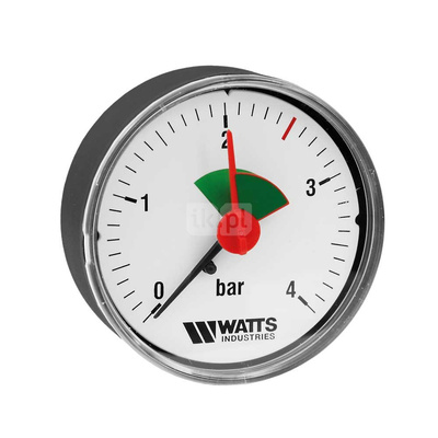 Manometr solarny aksjalny G1/4B,logo WATTS F+R101 - manometr, przyłacze tylne 1/4'', tarcza 80 mm, 0-4 bar