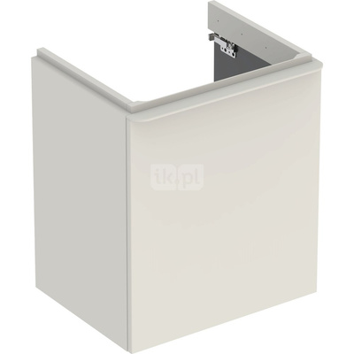 Szafka pod umywalkę Geberit Smyle Square, z jednymi drzwiami: 53.6x61.7x43.3cm, Piaskowy szary, Szerokość umywalki=55cm, Drzwi=Zawias po lewej