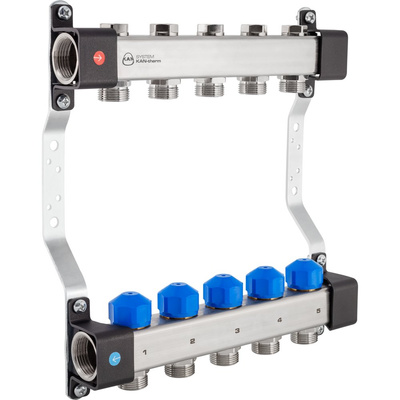 Rozdzielacz InoxFlow z zaworami do siłowników i zaworami regulacyjnymi (seria UVS) - 10 obwodów