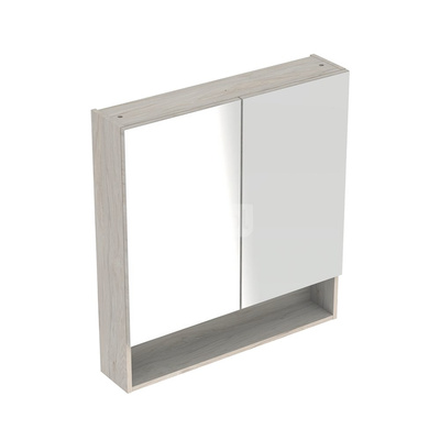 Geberit Selnova Square Szafka z lustrem, B78.8cm, H85cm, T17.5cm, z dwojgiem drzwi, orzech włoski hickory jasny