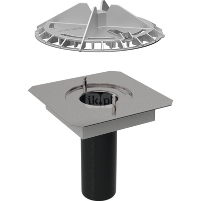 Wpust dachowy Geberit Pluvia z uniwersalnym kołnierzem przyłączeniowym d90 do rynien zbiorczych MET