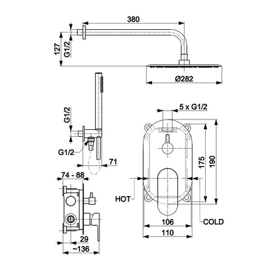 ZESTAW NATRYSKOWY HALIT PODTYNKOWY CHROM