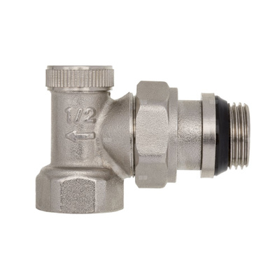 Zawór grzejnikowy ze śrubunkiem do rur stalowych z samouszczelnieniem, kątowy, powrotny, 1/2" PROV