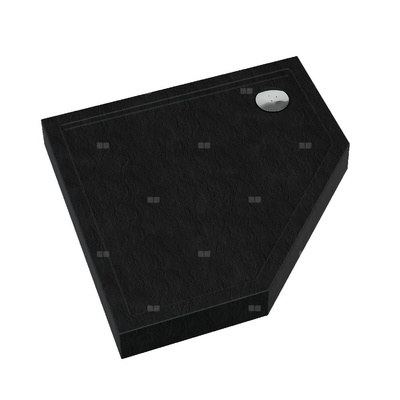 Brodzik akrylowy zintegrowany z nośnikiem Stabilsound Plus® oraz obudową akrylową przeciągniętą do podłogi Competia New Black Stone 80x80x12 cm, pięciokątny