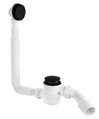 SYFON WANNOWY KLIK-KLAK Z PRZELEW CZARNY MAT MOS.