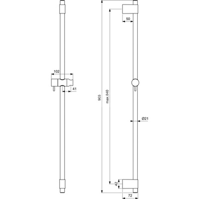 IDEALRAIN PRO DRĄŻEK PRYSZ. 900MM CHROM