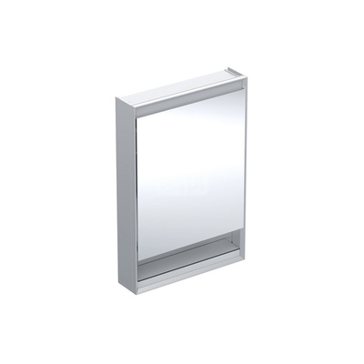 Szafka z lustrem Geberit ONE z wnęką i ComfortLight, z jednymi drzwiami, montaż natynkowy, wysokość 90 cm: B=60cm, Aluminium anodyzowane, Drzwi=Zawias po prawej