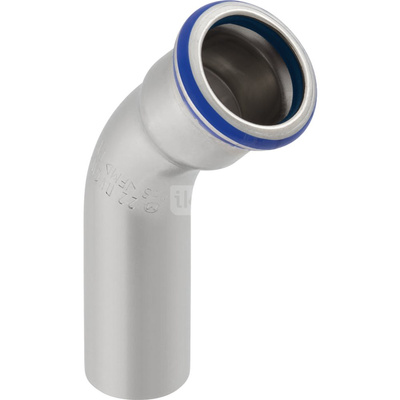 Kolano 45' GEBERIT Mapress Edelstahl FKM, stal nierdzewna / stal nierdzewna, 88.9 mm, DN 80 x 88.9 mm x DN 80 (końcówka wsuwana x mufa zaprasowywana) z uszczelką