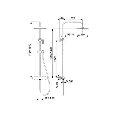 Zestaw natryskowy przesuwny KFA Armatura LOGON PREMIUM chrom, wąż 1500 mm, z deszczownicą