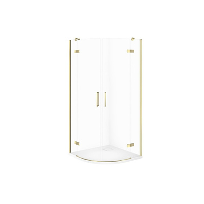 SET C621 KABINA CITY PÓŁOKR ZŁOTA 90X90X195+TAKO SLIM BIAŁY MAT WIR