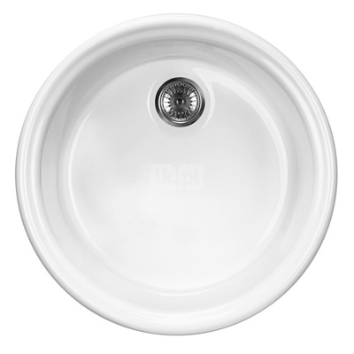 Zlew. lusitano ceramiczny biały 1k b/o fi 445x205, 2" + osprzęt