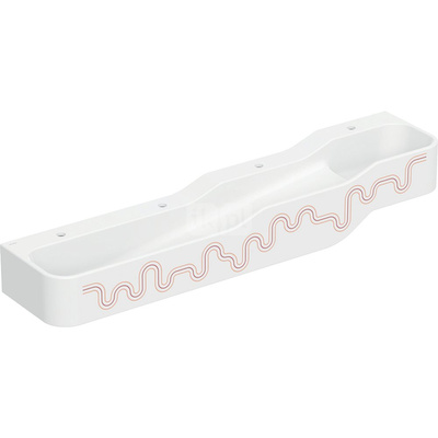 Umywalka GEBERIT Bambini 4-stanowiskowa prostokątna (rynna, elementy dekoracyjne), biała, 1800mm, otwór na baterię na środku (x4), bez odpływu przelewowego, półka od ściany