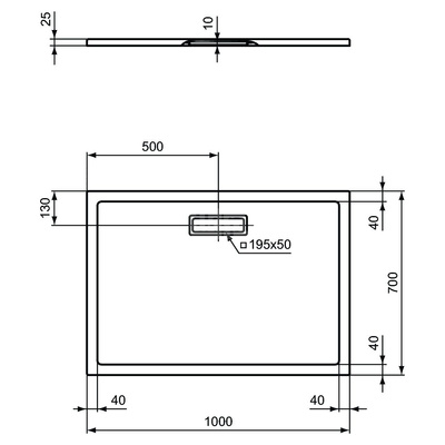 ULTRAFLAT NEW Brodzik 100x70 RECT BLC SILK
