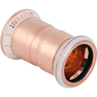 Mufa GEBERIT Mapress Kupfer FKM, Cu, 35 mm, DN 32 x 35 mm x DN 32 (mufa zaprasowywana x mufa zaprasowywana), (głębokość: 5 mm) z uszczelką