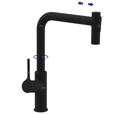 Bateria zlewozmywakowa z 2-funkcyjną, wyciąganą wylewką Farsala czarny