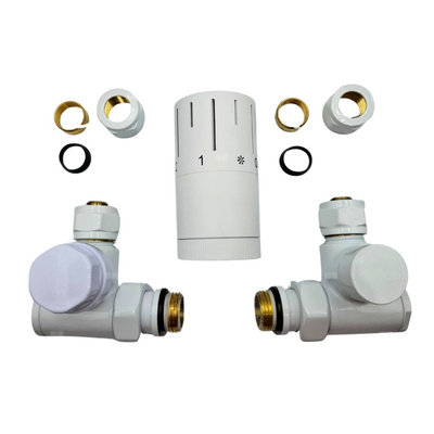 Komplet termostatyczny osiowy biały z podejściem pod grzałkę INVENA PROV