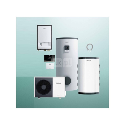 Pakiet Systemowy OZE - Pompa ciepła powietrzna powietrze-woda monoblok VAILLANT VWL 55/6A aroTHERM plus 5.4 kW 400 V + Moduł naścienny MEH 97/6 + Moduł komunikacji internetowej VR 940f + Zasobnik c.w.u. VIH RW 300/3BR + Zasobnik buforowy VP RW 50 + Regula