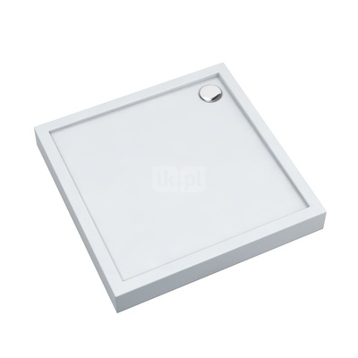 Brodzik akrylowy zintegrowany z nośnikiem Stabilsound Plus® oraz obudową akrylową przeciągniętą do podłogi Competia New 90x90x12 cm, kwadratowy