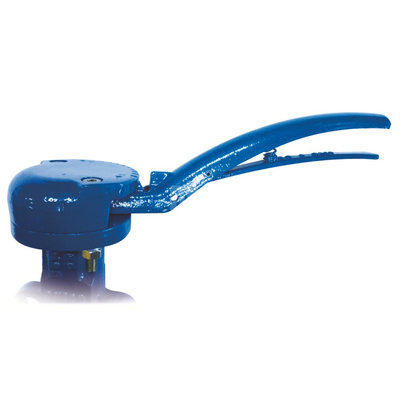 Dźwignia ręczna wykonana z żeliwa sferoidalnego epoksydowanego, 10-cio położeniowa z możliwością założenia blokady DN 25-100