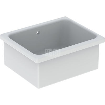 Umywalka GEBERIT Publica Ruscello prostokątna, biała, 650mm, bez otworu na baterię, z odpływem przelewowym, bez półki