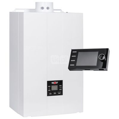 Pakiet - Kocioł gazowy dwufunkcyjny WOLF FGB-K-28 kondensacyjny wiszący 5.3 - 27.3 kW + RegulatorBM-2
