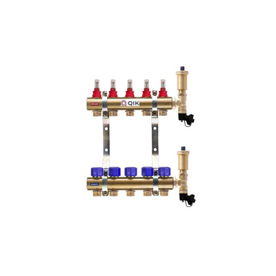 Rozdzielacz mosiężny do OP z przepływ. - QIK STANDARD II C- 6 sekcji