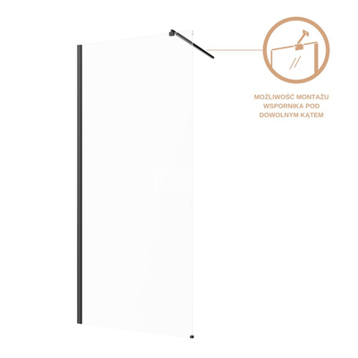 Kabina walk-in szkło transparentne profil czarny