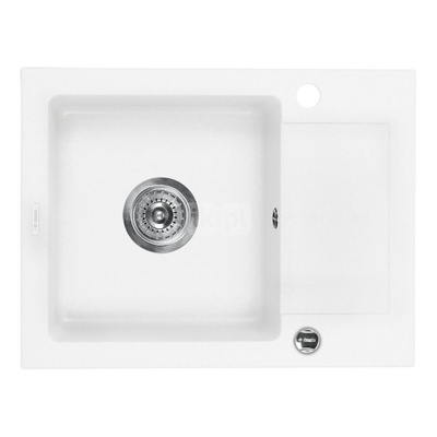 Zlew. zorba alabaster granit 1k z/ko 580x440x164, 3,5" + osprzęt space-saver