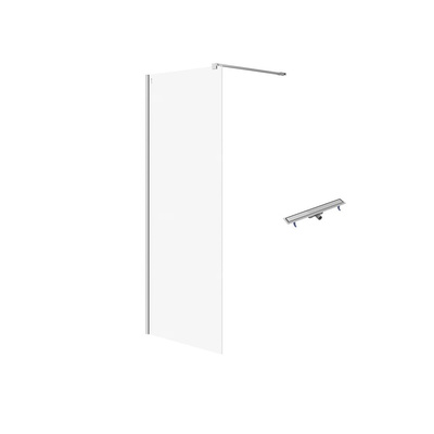 SET C79 WALK-IN MILLE CHROM 80X200+ODPŁYW LINIOWY TAKO 70 STAL WIR