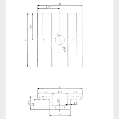 Klema środkowa 41x50 z pinami uziemiającymi czarna