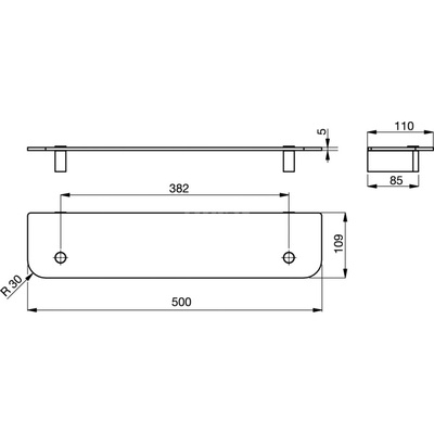 CONNECT PÓŁKA SZKLANA 500 X 110 X 40 MM