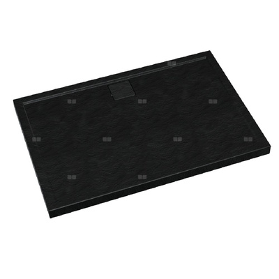 Brodzik kompozytowy Stabilsound Plus® Omega Black Stone 80x100x5 cm, prostokątny