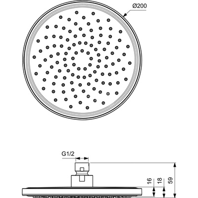 IRAIN S1 DESZCZ. OKRĄGŁA 200MM PLASTIC SBLK