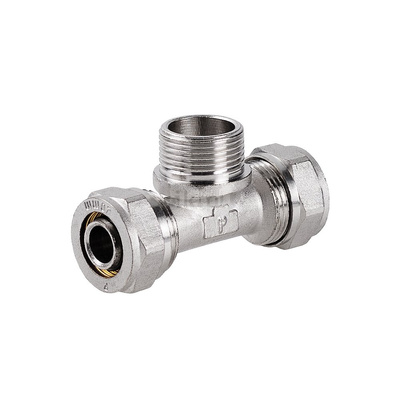 Trójnik PERFEXIM 708 mosiądz niklowany 20 mm x 1/2'' x 20 mm (zz x GZ x zz)