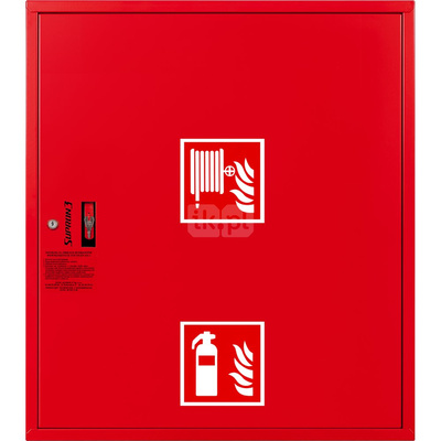 Hydrant DN 25 zawieszany z miejscem na gaśnicę pod zwijadłem, wąż 30 m, zamek patent, RAL 3000