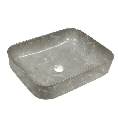 Umywalka nablatowa FLORINA szary połysk marmur