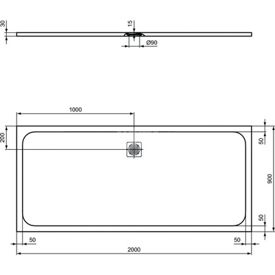ULTRAFLAT S Brodzik 200x90 PURE WH RECT
