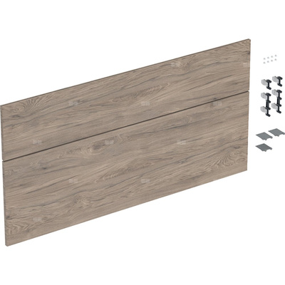 Zestaw frontów szuflad (2 szt.) do dolnej szafki pod umywalkę GEBERIT iCon, kol. orzech włoski hickory melamina, struktura drewna szer.1200 mm