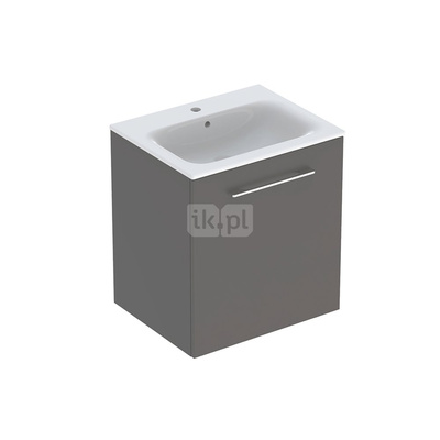 Geberit Selnova Square Zestaw szafki pod umywalkę, z jednymi drzwiami, B60cm, H65.2cm, T50.2cm, lava, z umywalką meblową, cienki rant, z przelewem, z otworem na baterię