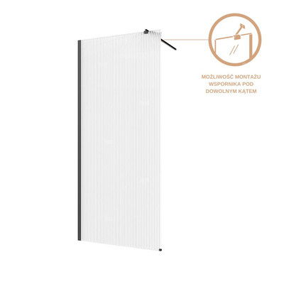 Kabina walk-in szkło ryflowane profil czarny