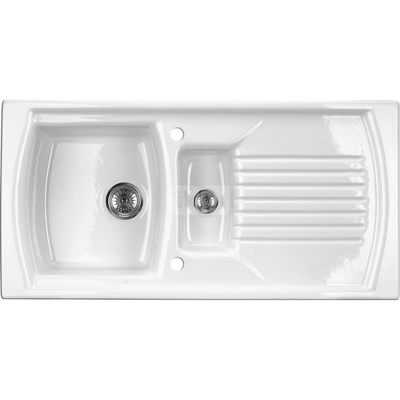 Zlew. lusitano ceramiczny biały 1,5k z/o 1000x500x240, 3,5" / 2" + osprzęt