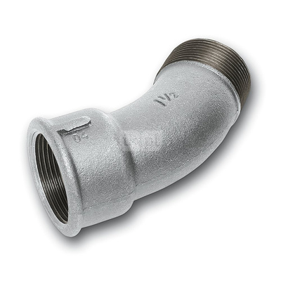 Łuk 45' SANHA 40#, żeliwo (cynk/nikiel) (ocynk), 1/2'' (GW x GZ)