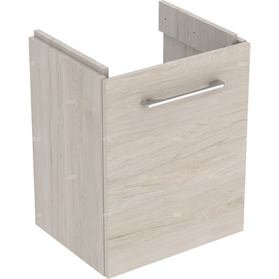 Dolna szafka pod umywalkę kompaktową Geberit Selnova Square, z jednymi drzwiami: Szerokość umywalki=50cm, Orzech włoski hickory jasny