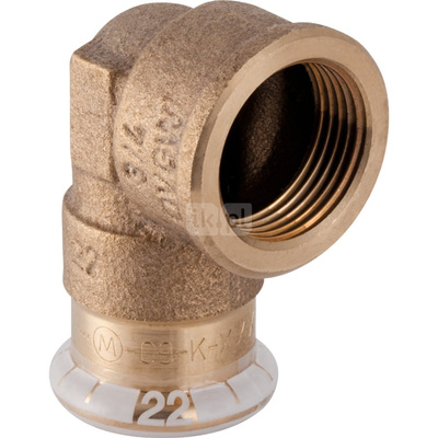 Kolano 90' GEBERIT Mapress Kupfer FKM przejściowe, Cu, 3/4'' x 22 mm (GW x mufa zaprasowywana), (głębokość: 24 mm) z uszczelką