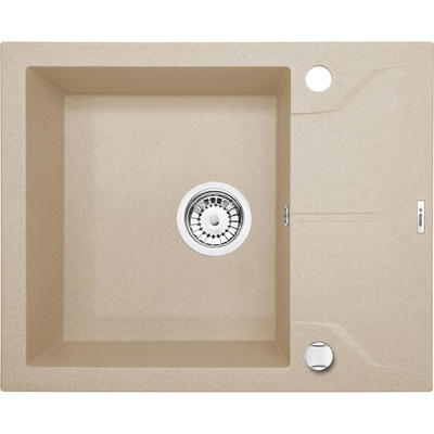 Zlew. andante piaskowy granit 1k z/ko 590x490x194, 3,5" + osprzęt space-saver